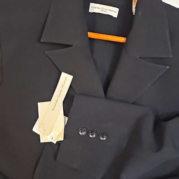 Amanda Smith Woman jacket coat 16W black work shoulder pads double breast layer - Picture 4 of 16